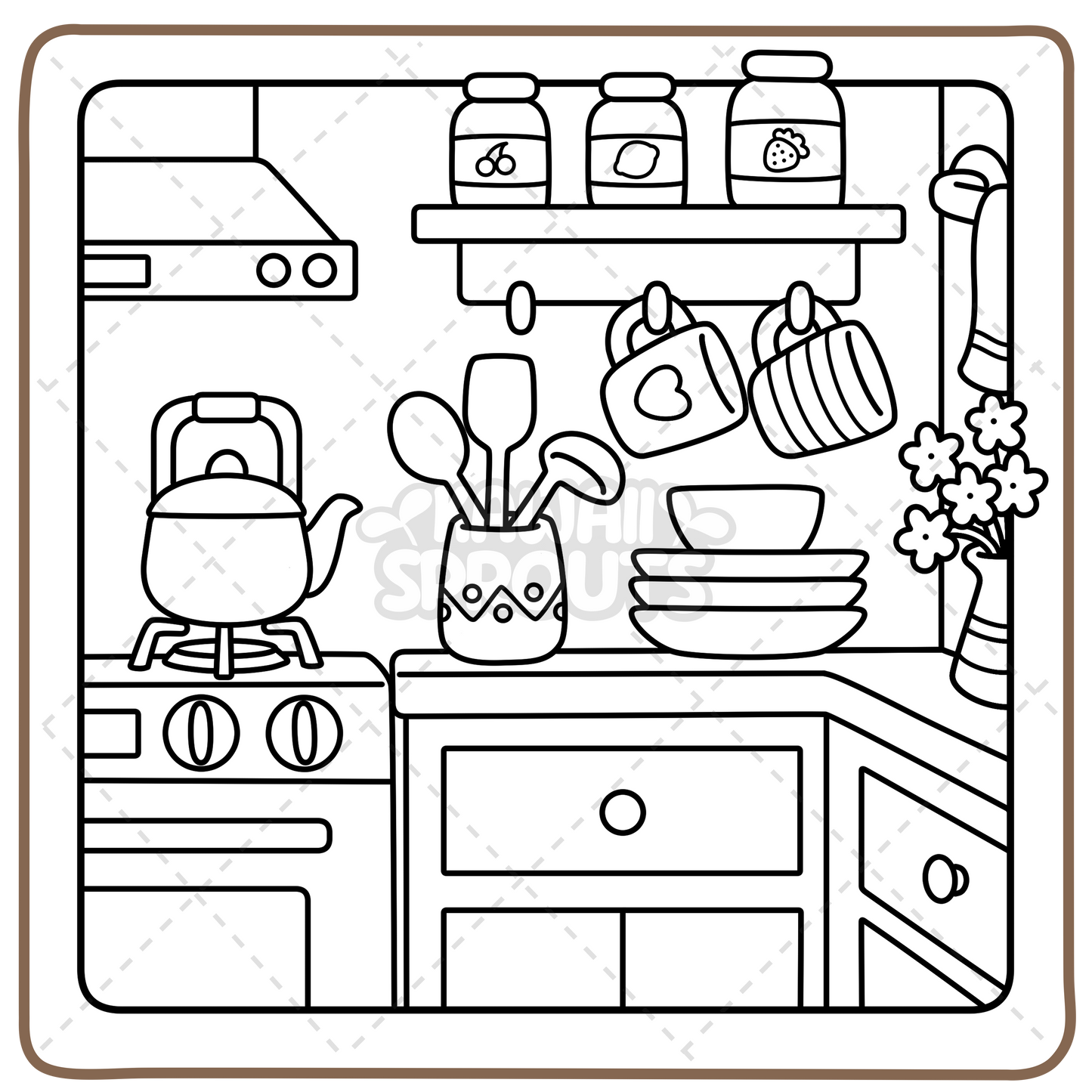 Kawaii Sprouts 50-Page Coloring Book