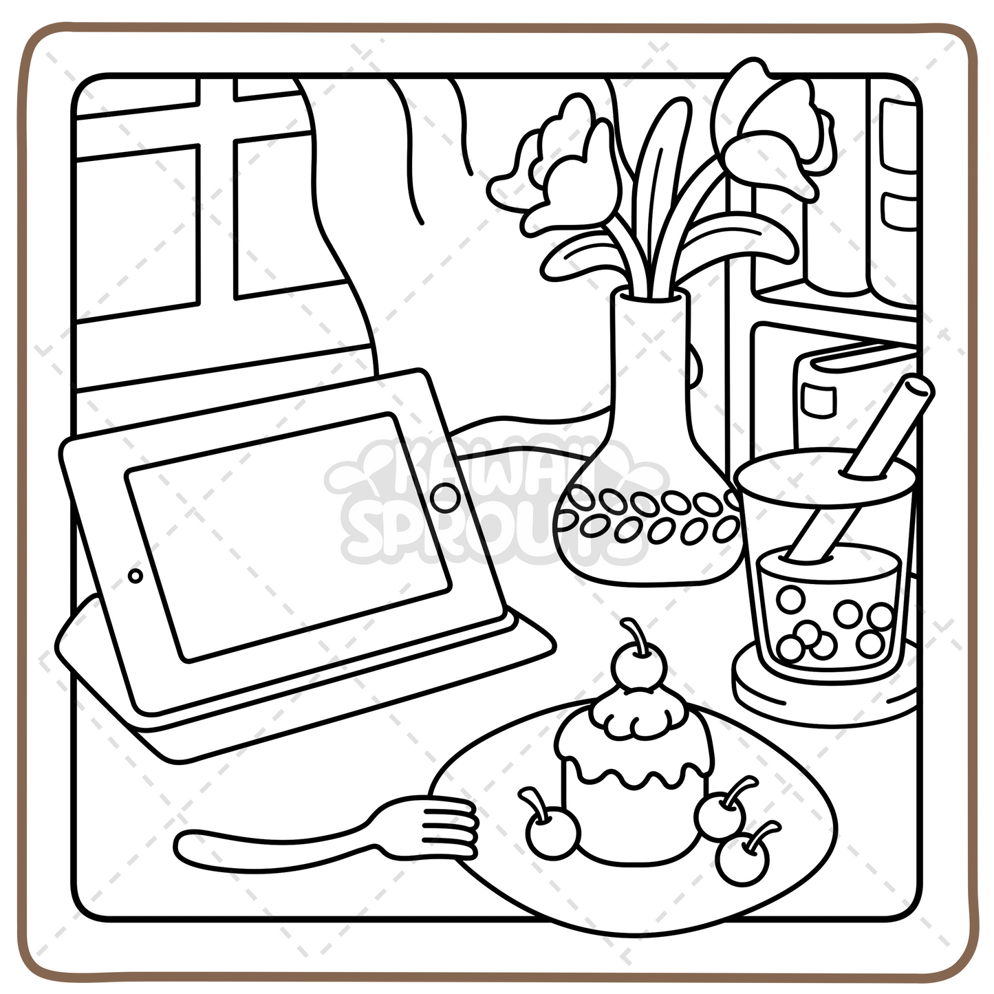 Kawaii Sprouts 50-Page Coloring Book