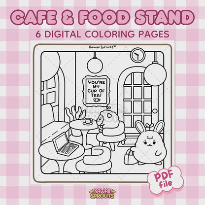 Cafe & Food Stand 6 Digital Coloring Pages
