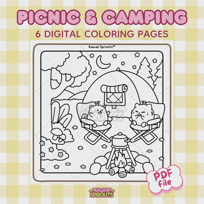 Picnic & Camping 6 Digital Coloring Pages